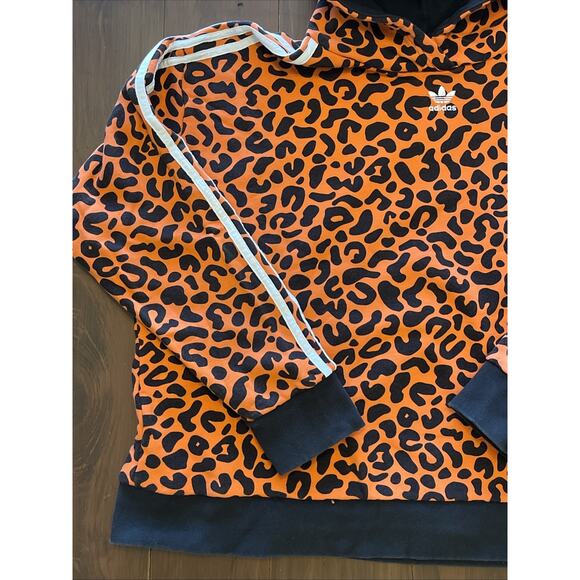 Adidas Rich Mnisi Cheetah Animal Print Hoodie Sweatshirt Orange Womens XXXL 3XL - Picture 4 of 8